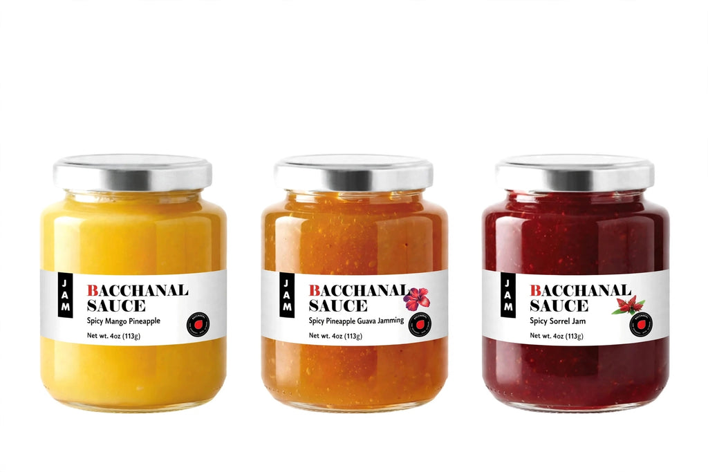 Caribbean Jam Gift Set | Gourmet Spicy Guava, Mango Pineapple, Sorrel Jam Trio | Tropical Fruit Preserves ; Artisan Spread Collection