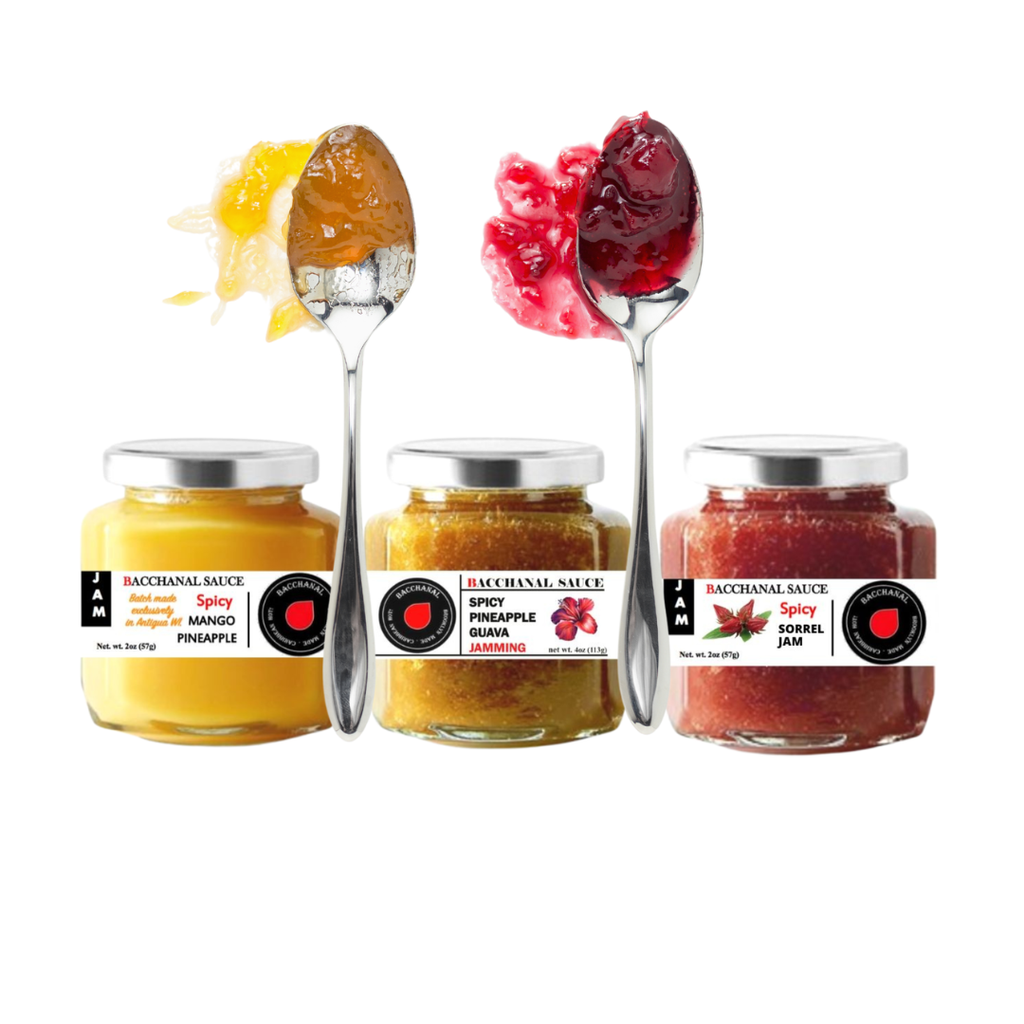 Caribbean Jam Gift Set | Gourmet Spicy Guava, Mango Pineapple, Sorrel Jam Trio | Tropical Fruit Preserves ; Artisan Spread Collection