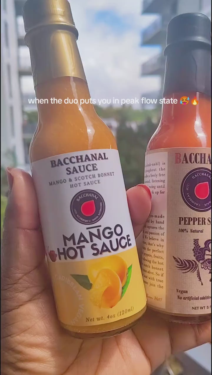 Bacchanal Sauce Duo | Caribbean Hot Sauce Gift Set Scotch Bonnet & Mango Hot Sauce