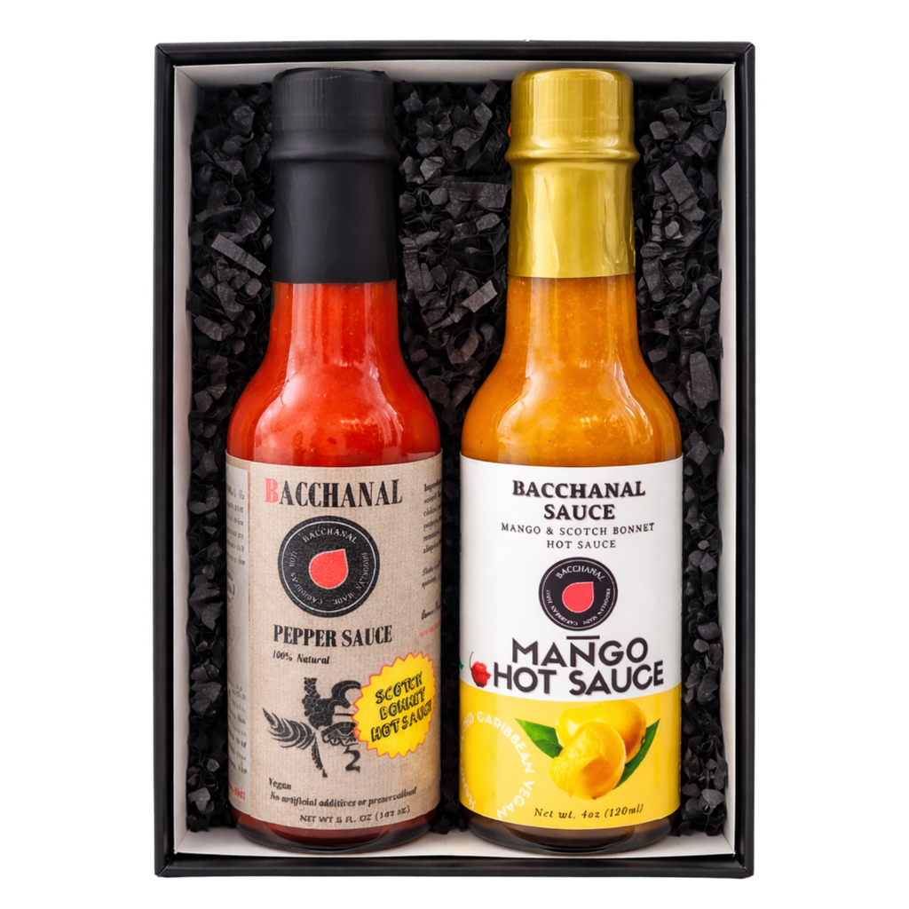 Bacchanal Sauce Duo | Caribbean Hot Sauce Gift Set Scotch Bonnet & Mango Hot Sauce
